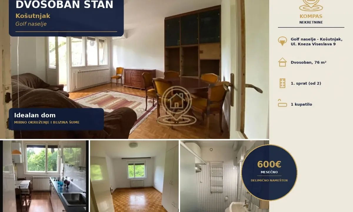 Rent, two bedroom apartment, 76m², Banovo Brdo, Beograd