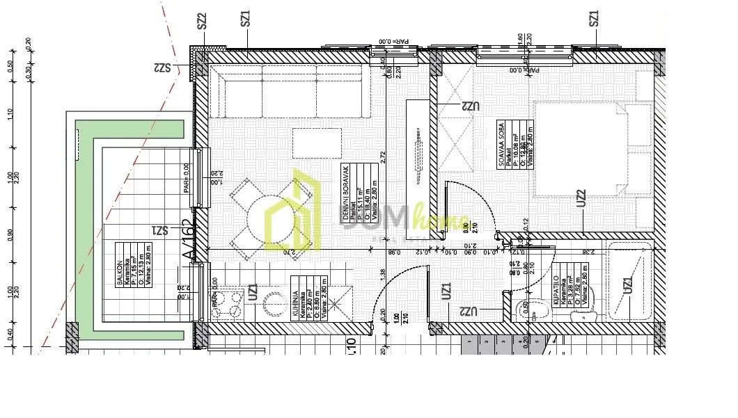 Prodaja, jednosoban stan, 38m², Kostanjica, Kotor