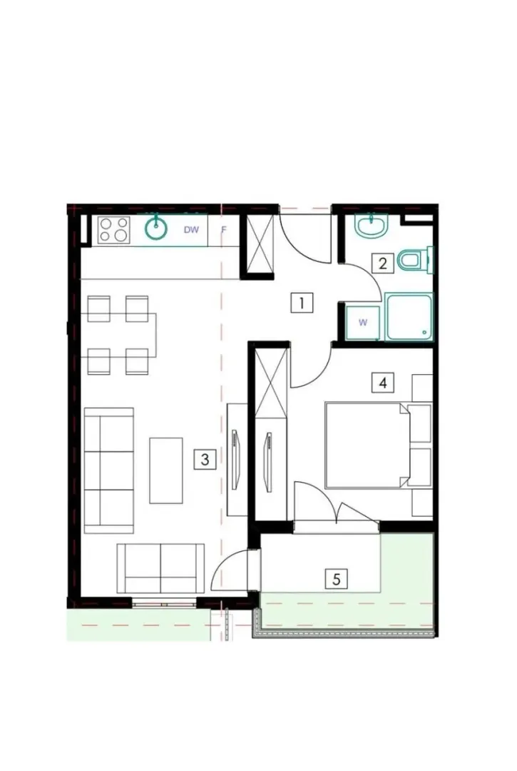 Sale, two bedroom apartment, 42m², Bečići, Budva