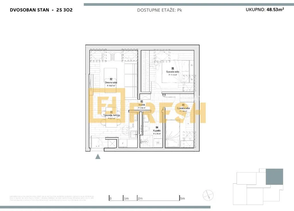 Sale, two bedroom apartment, 48m², Kolašin, Crna Gora