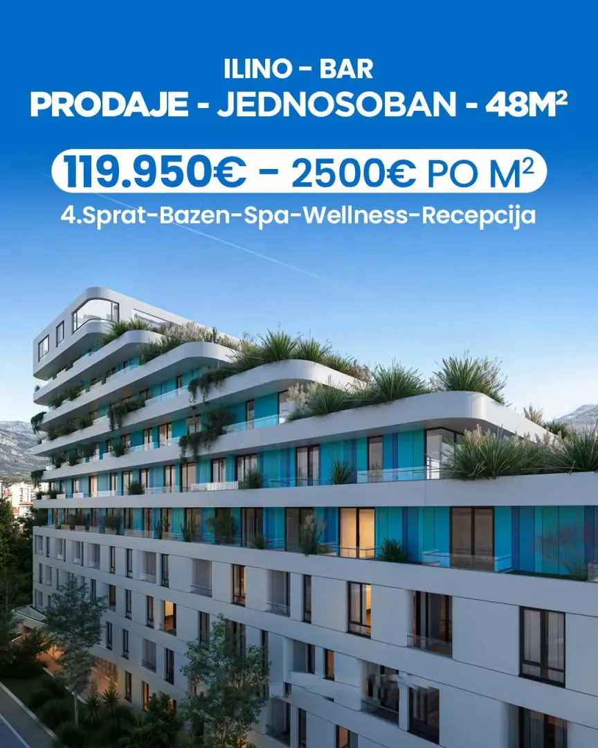 Sale, one bedroom apartment, 48m², Ilino, Bar