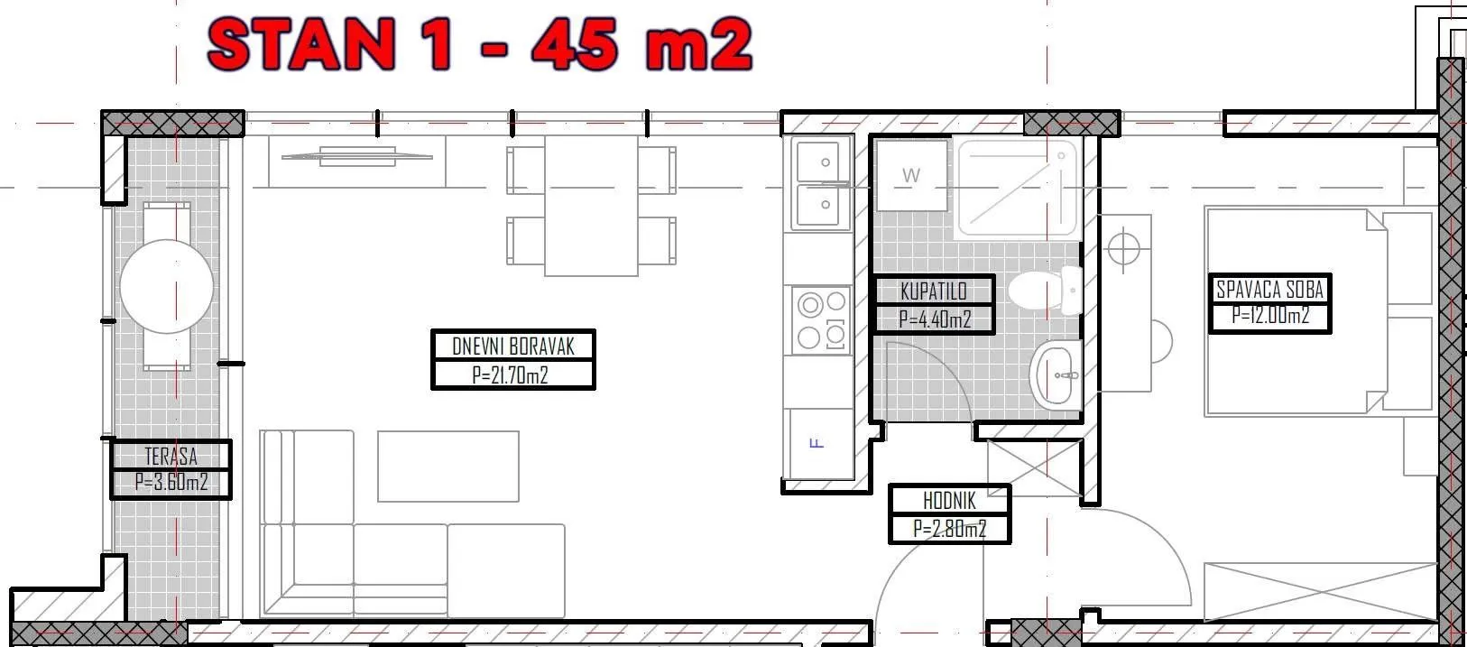 Prodaja, jednosoban stan, 52m², Ulcinjsko Polje, Ulcinj