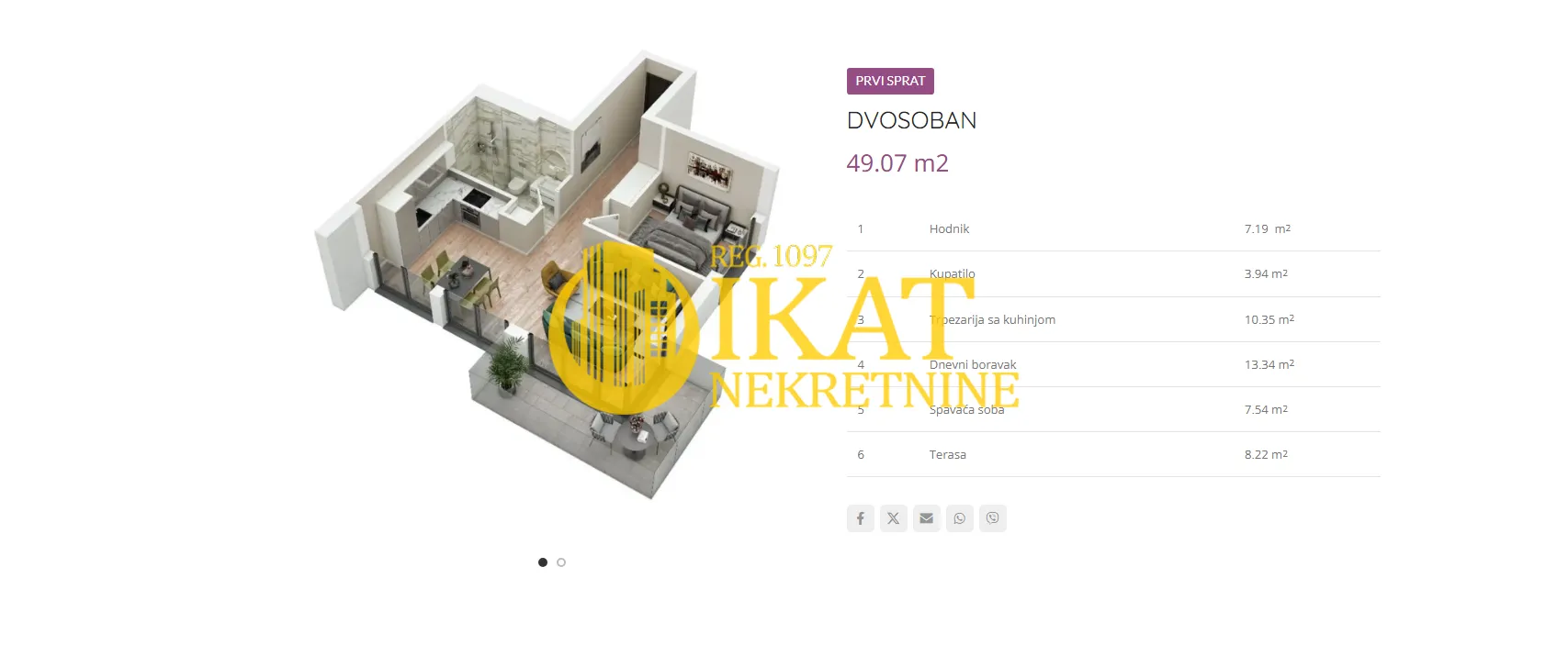 Prodaja, dvosoban stan, 49m², Lekino Brdo, Voždovac Sve Podlokacije