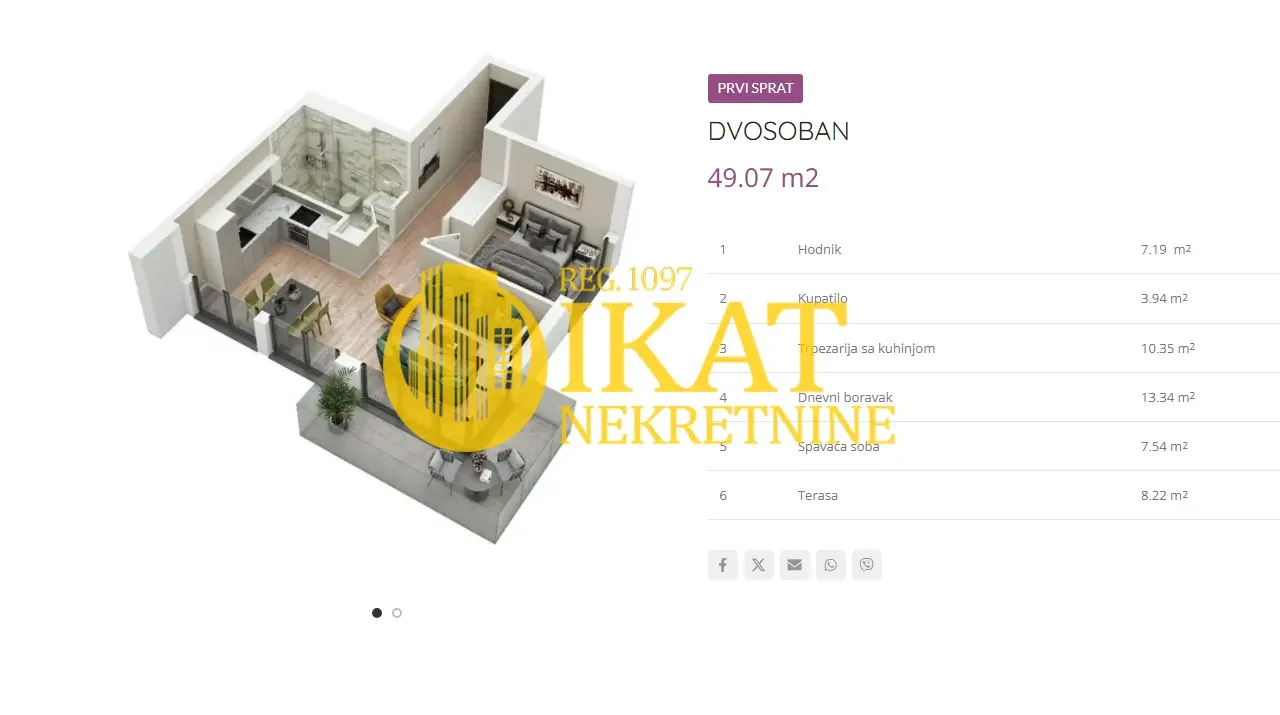 Prodaja, dvosoban stan, 49m², Lekino Brdo, Voždovac Sve Podlokacije