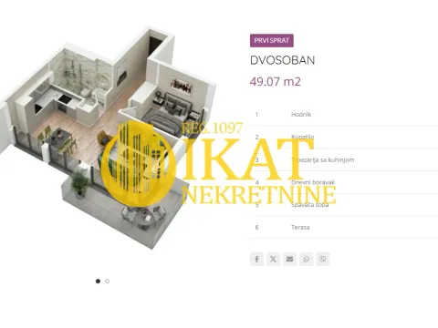 Prodaja, dvosoban stan, 49m², Lekino Brdo, Voždovac Sve Podlokacije