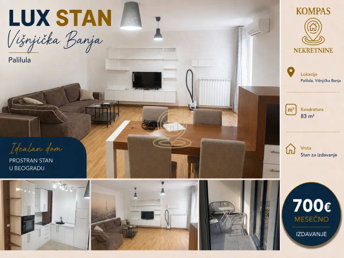 Rent, three bedroom apartment, 83m², Višnjička Banja, Palilula Sve Podlokacije