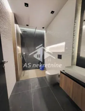 Modern bathroom equipped with a walk-in shower and a vanity unit. - image 29