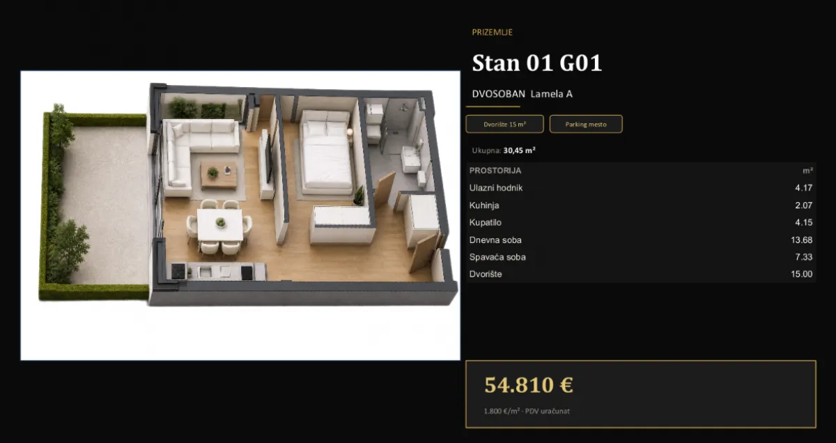 Sale, one bedroom apartment, 30m², Adice, Novi Sad Sve Podlokacije
