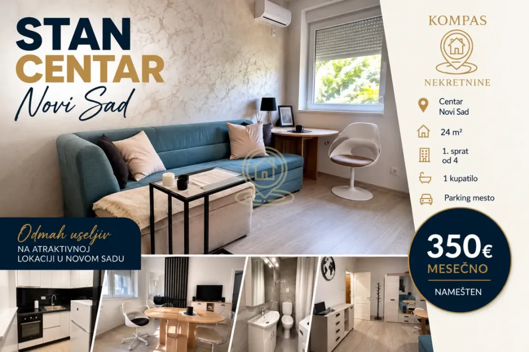 Izdavanje, garsonjera, 24m², Centar, Novi Sad