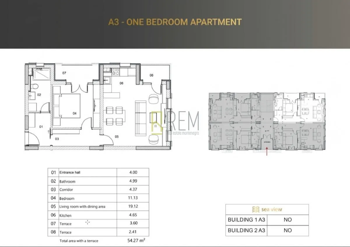 Prodaja, jednosoban stan, 49m², Risan, Kotor