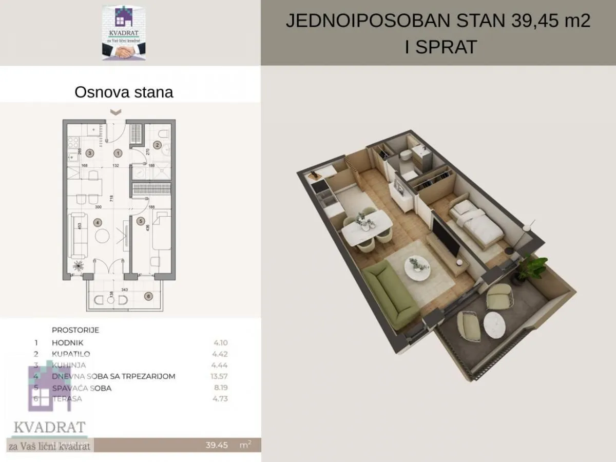 Prodaja, jednosoban stan, 39m², Obrenovac, Beograd