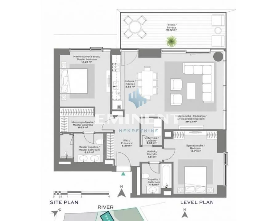 Sale, three bedroom apartment, 120m², Savski Venac, Beograd