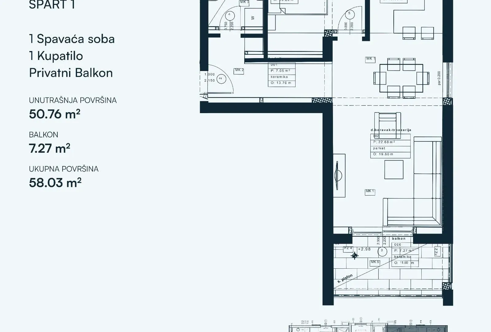Prodaja, jednosoban stan, 58m², Dobrota, Kotor