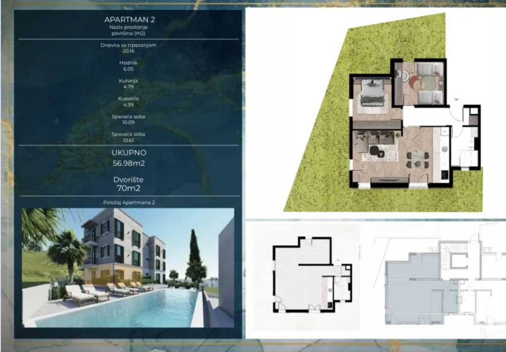 Prodaja, dvosoban stan, 60m², Kava, Tivat