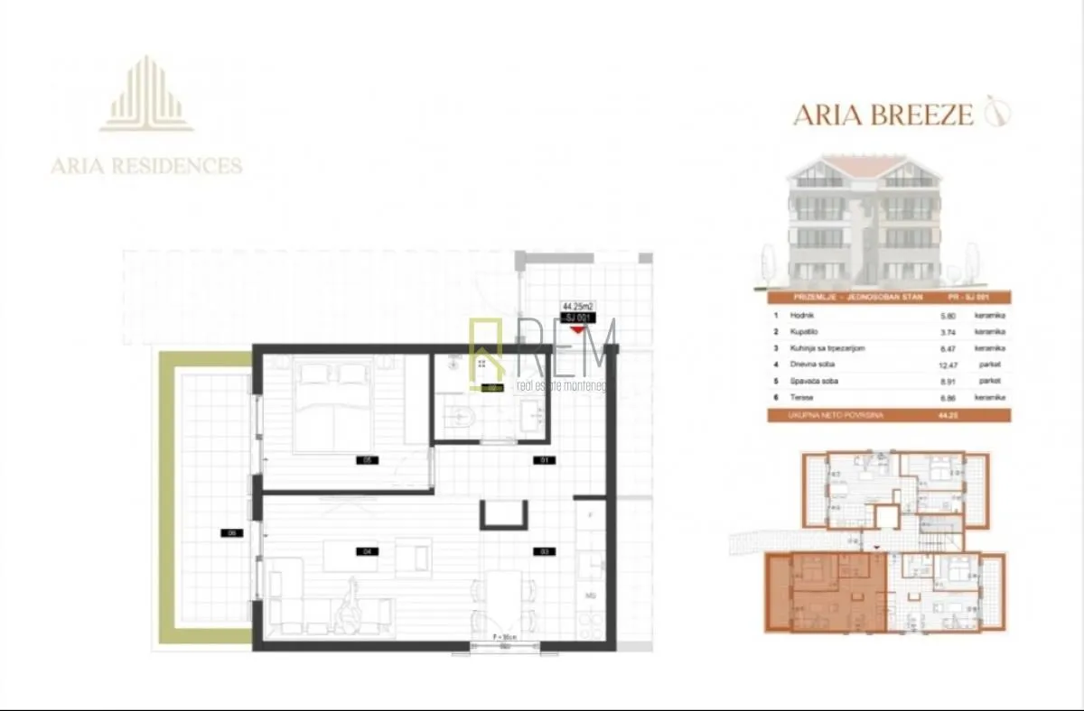 Prodaja, jednosoban stan, 49m², Mrčevac, Tivat