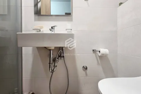 A view of a modern bathroom equipped with a washbasin and toilet bowl. - image 3