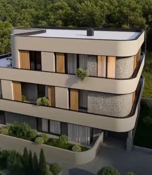 Spoljašnji izgled moderne višespratne kuće sa uređenim dvorištem i terasama. - image 7
