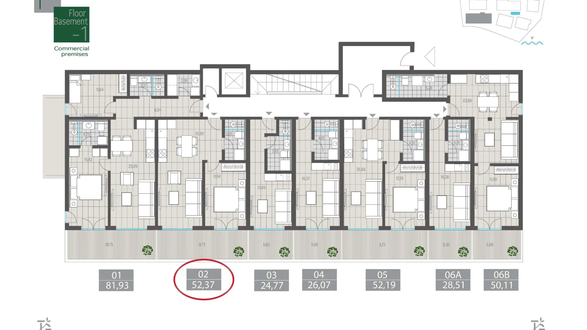 Sale, one bedroom apartment, 52m², Centar, Tivat