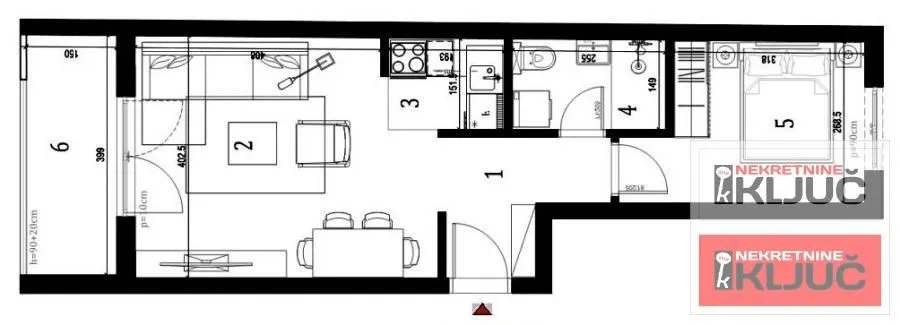 Sale, two bedroom apartment, 45m², Klisa, Novi Sad Sve Podlokacije