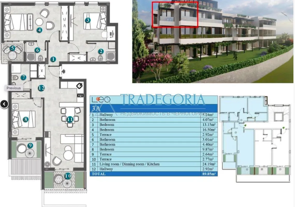 Prodaja, trosoban stan, 89m², Herceg Novi, Crna Gora
