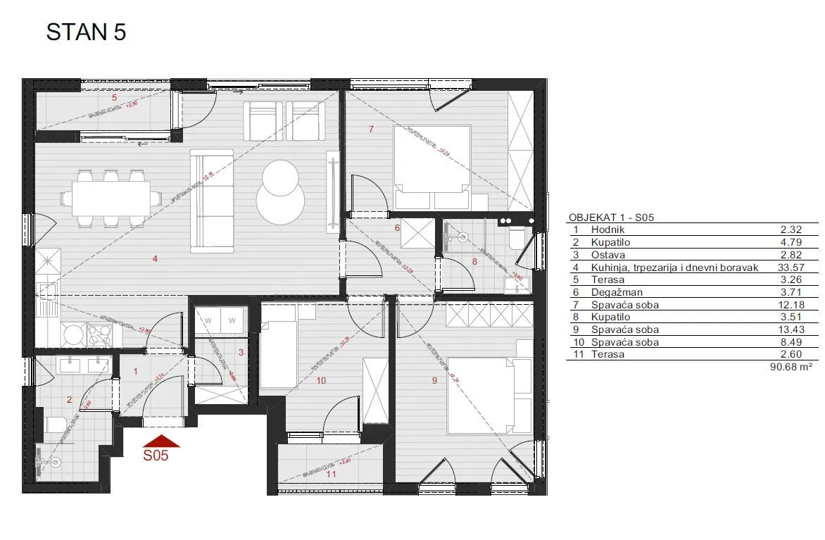 Prodaja, jednosoban stan, 51m², Dobrota, Kotor