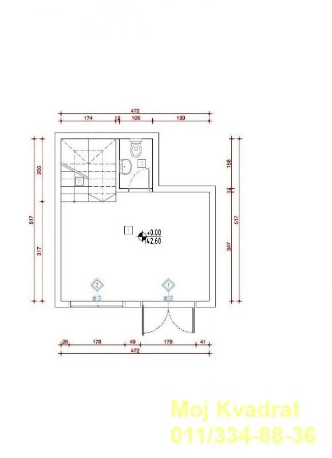 Sale, office space, 47m², Crveni Krst, Beograd