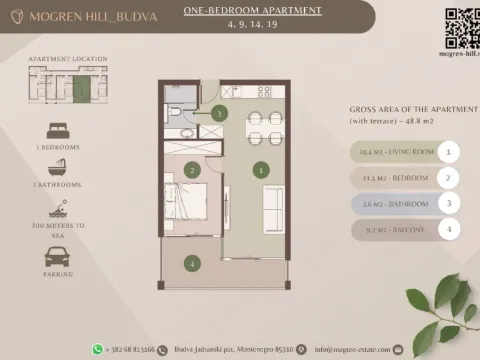 Prodaja, dvosoban stan, 49m², Budva, Crna Gora - image 5