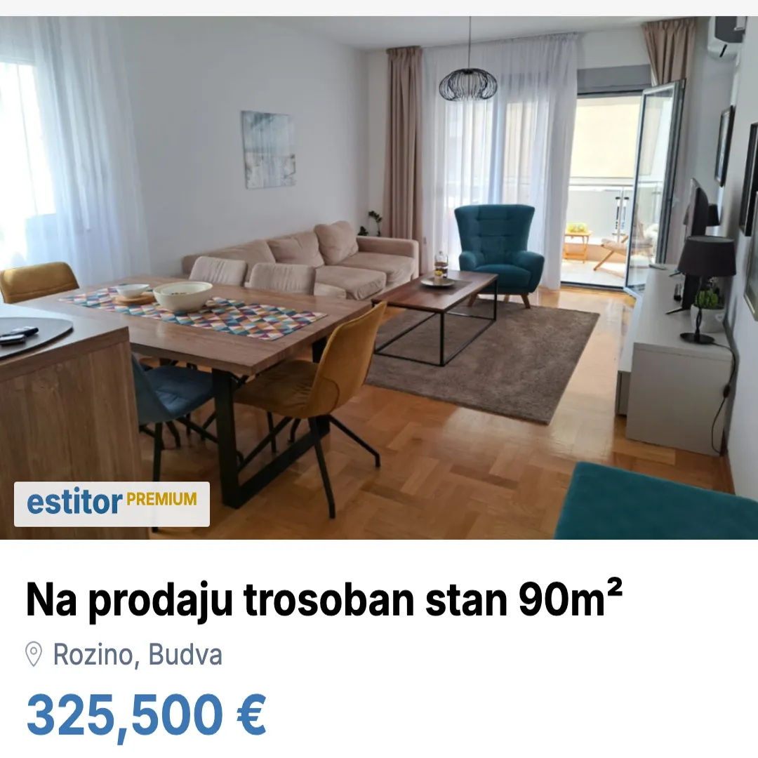 Sale, three bedroom apartment, 90m², Rozino, Budva