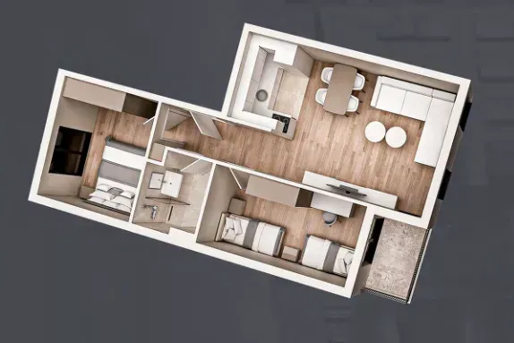 Prodaja, dvosoban stan, 55m², Zabjelo, Podgorica