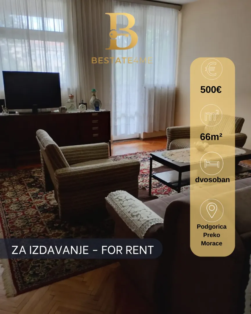 Rent, two bedroom apartment, 66m², Preko Morače, Podgorica