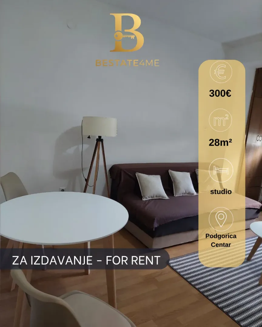 Rent, studio apartment, 28m², Centar, Podgorica