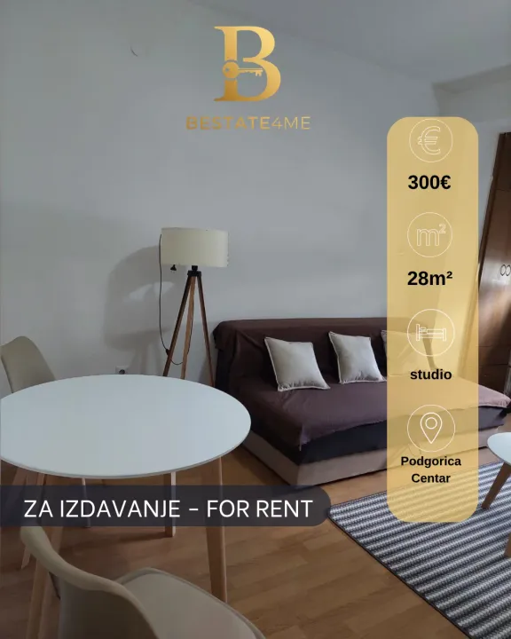 Rent, studio apartment, 28m², Centar, Podgorica