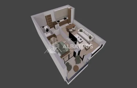 Three-dimensional layout of the apartment with furniture and a terrace. - image 4
