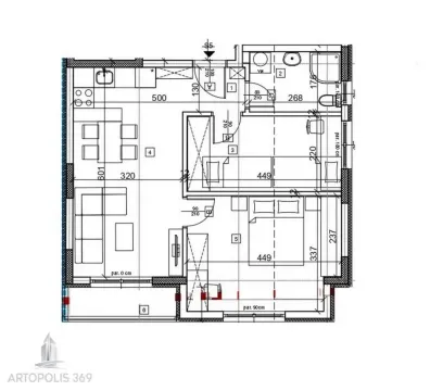 Arhitektonski plan stana sa rasporedom prostorija i dimenzijama. - image 3
