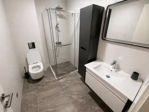 Moderne opremljeno kupatilo sa tuš kabinom, umivaonikom i toaletom. - image 11