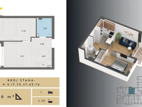 Sale, one bedroom apartment, 42m², Budva, Crna Gora - image 14