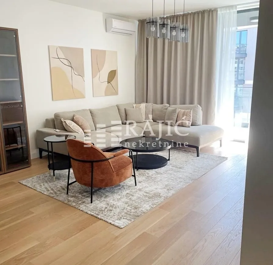 Modern and bright living room with a sectional sofa.