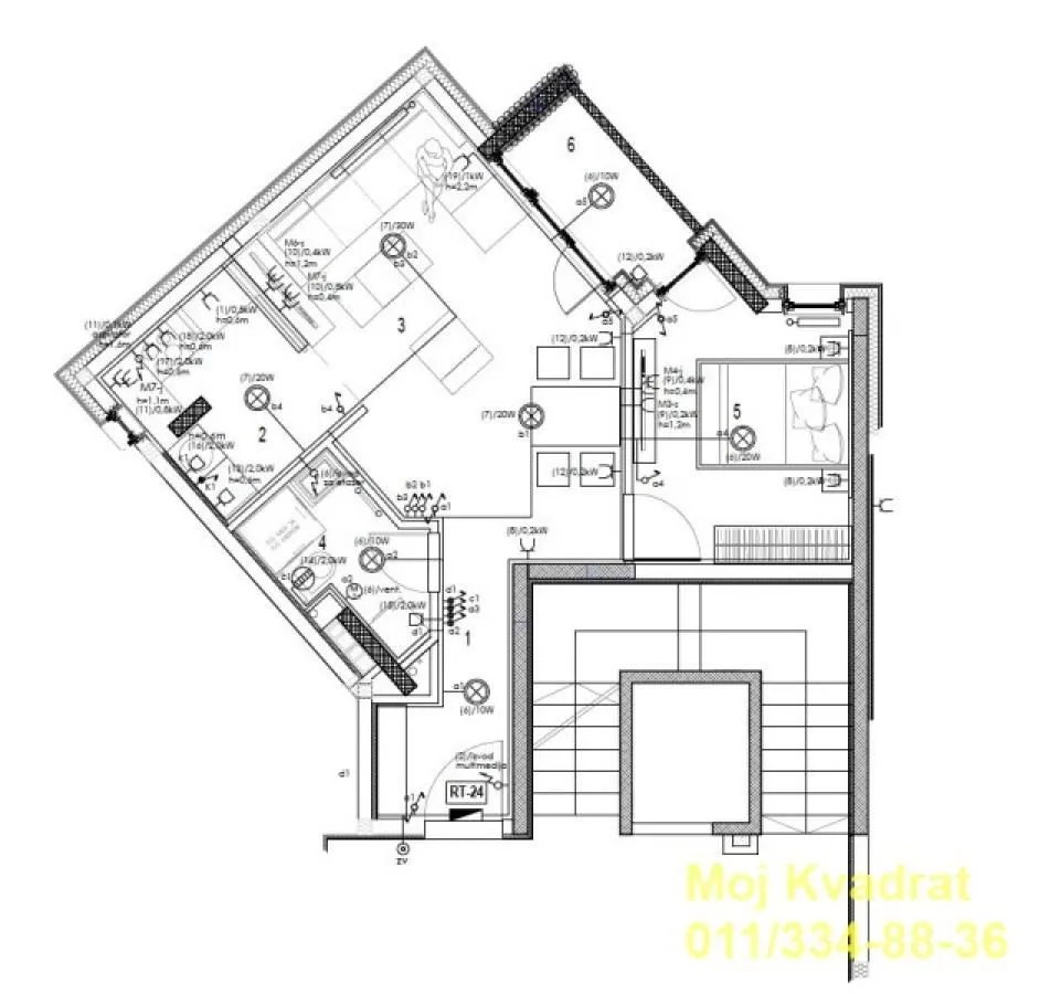 Sale, two bedroom apartment, 49m², Neimar, Vračar Sve Podlokacije
