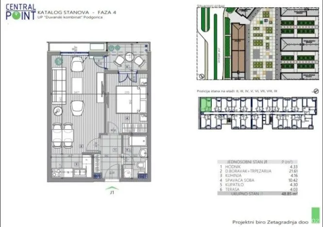 Prodaja, jednosoban stan, 49m², Central Point, Podgorica