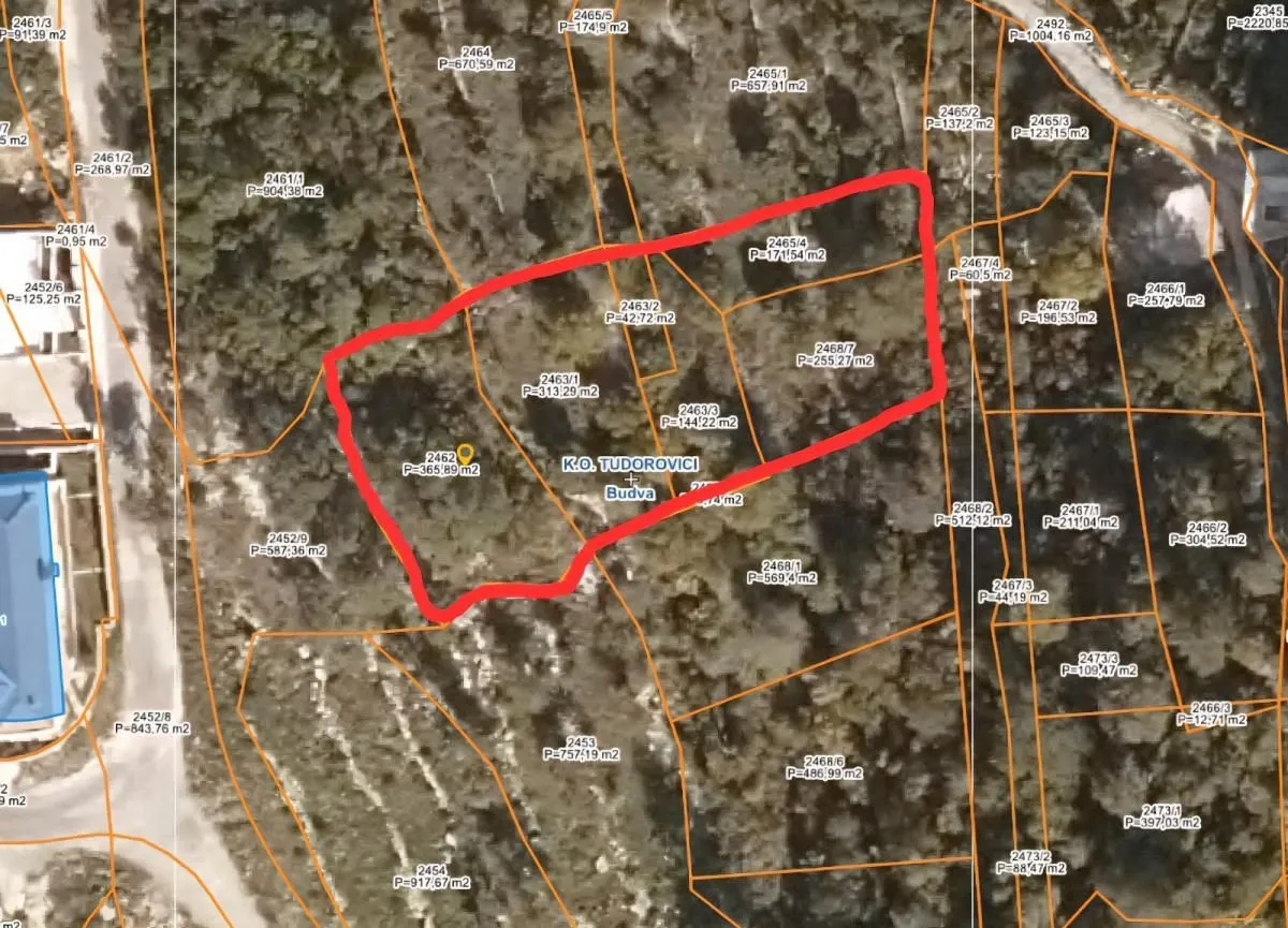 Prodaja, plac, 1262m², Tudorovići, Budva