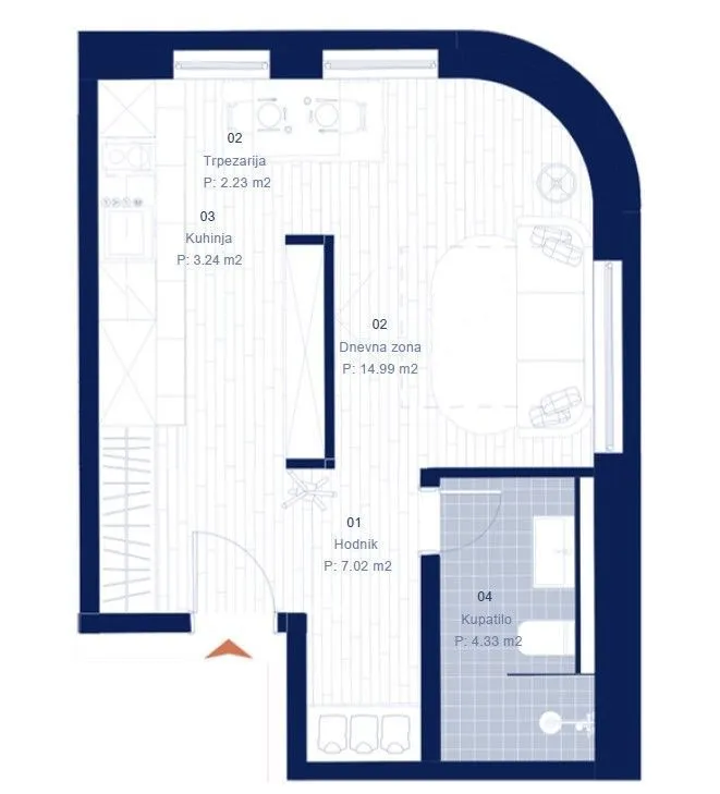 Sale, studio apartment, 31m², Lastva Grbaljska, Kotor