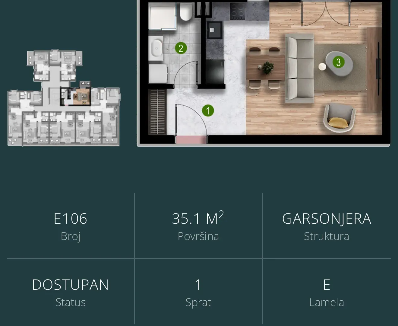 Prodaja, jednosoban stan, 32m², Čeluga, Bar