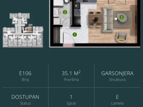 Sale, one bedroom apartment, 32m², Čeluga, Bar - image 3