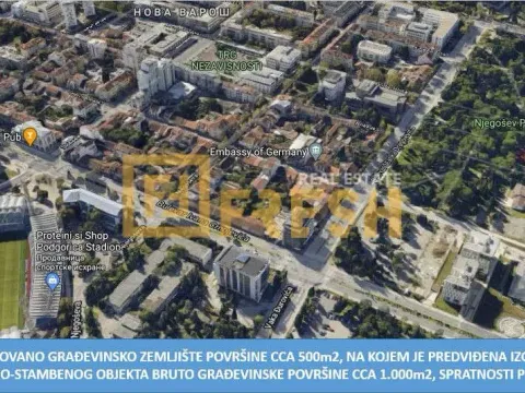 Sale, land lot, 500m², Centar, Podgorica