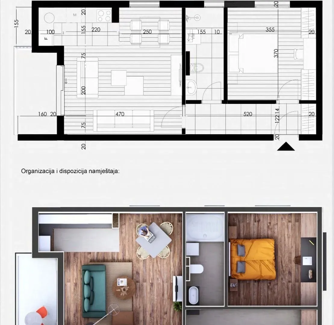 Prodaja, jednosoban stan, 55m², Momišići, Podgorica