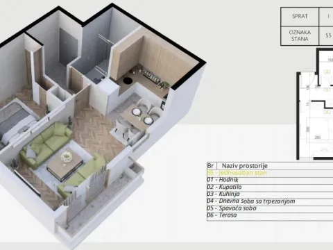 Sale, one bedroom apartment, 59m², Budva, Crna Gora - image 9