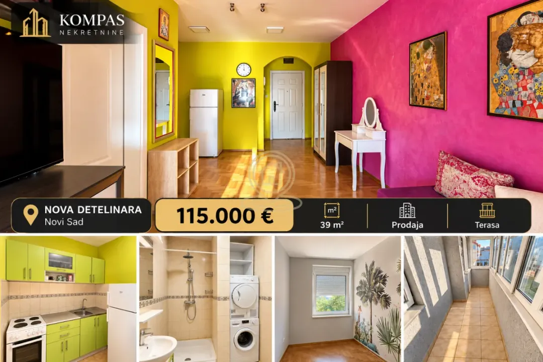 Prodaja, jednosoban stan, 39m², Nova Detelinara, Novi Sad Sve Podlokacije