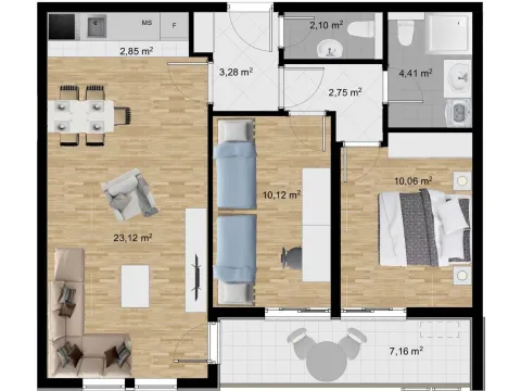 Izdavanje, dvosoban stan, 66m², Stari Aerodrom, Podgorica - image 2