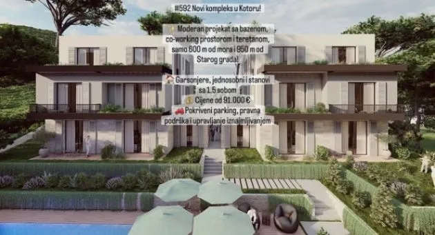 Sale, studio apartment, 26m², Kotor, Crna Gora