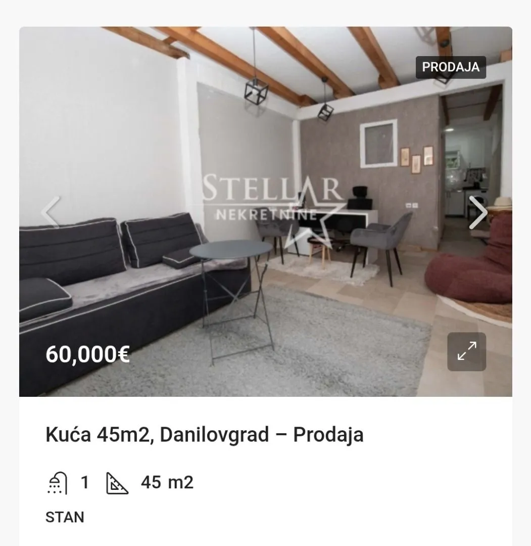 Sale, one bedroom apartment, 45m², Danilovgrad, Crna Gora